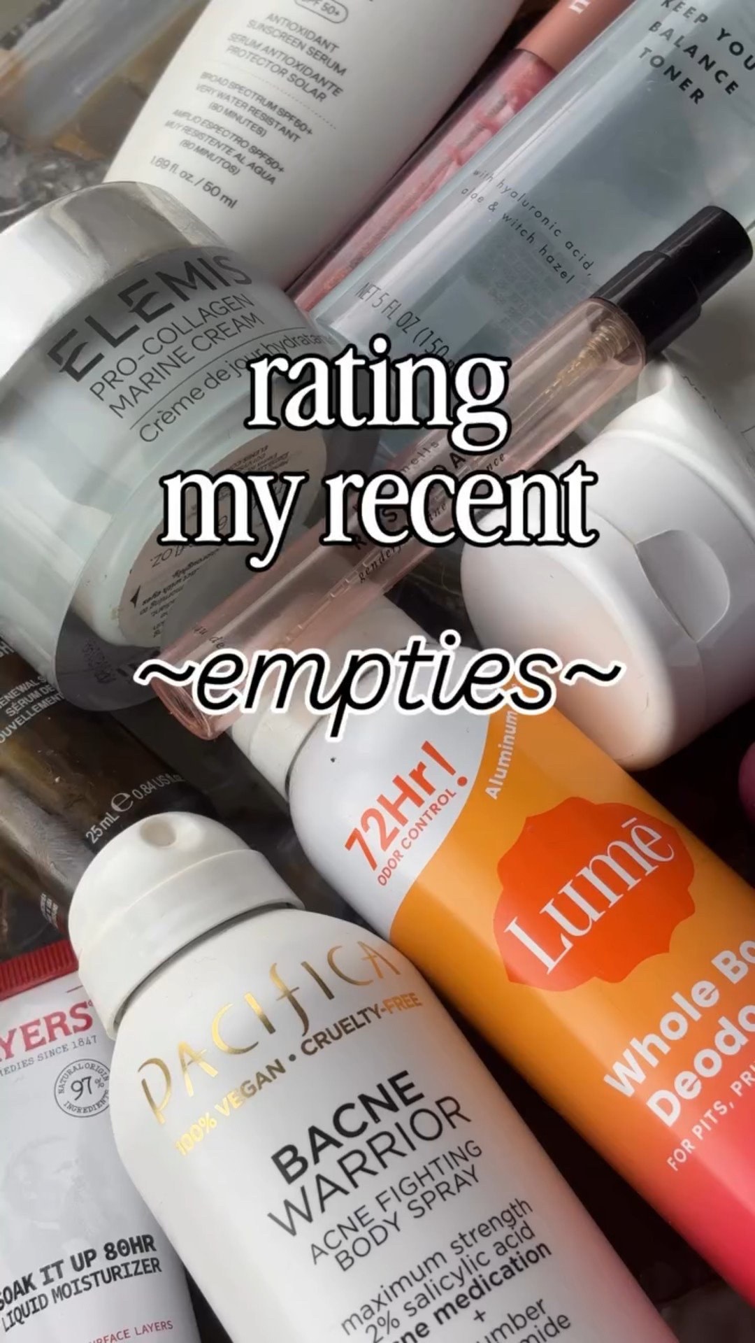 I’ve finished these products over the past month - I think the drugstore products really shined this round!

Products rated:
@verbproducts volume conditioner*
@elemis pro-collagen marine cream*
@mariobadescu coconut body scrub*
@grownalchemist skin renewal serum*
@boy__smells rose load
Grown Alchemist (again) hydra-restore cream cleanser
@lumedeodorant invisible spray whole body deodorant*
@olay super serum*
@elfcosmetics keep your balance toner
@minoribeauty blossom lipgloss
@kristinesshair anti-fade shampoo*
@pacificabeauty bacne warrior body spray
@bloomeffects royal tulip cleansing jelly
@thayers soak it up 80hr liquid moisturizer*
@toty solaria mineral antioxidant sunscreen serum*
@noyz_official only human edp*
@sundayriley luna sleeping night oil

*pr/gifted

#empties #beautyreviews #beautyempties