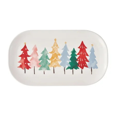 Holiday Time Ceramics Multi Color Trees Platter | Walmart (US)