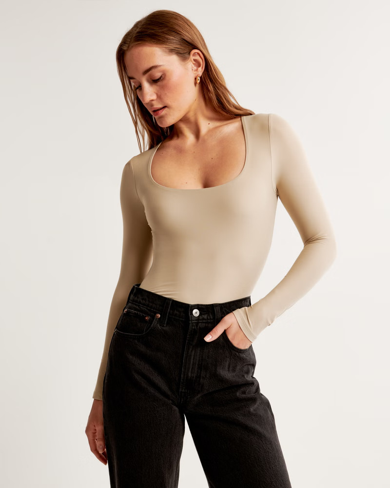 Soft Matte Seamless Long-Sleeve Squareneck Top | Abercrombie & Fitch (US)