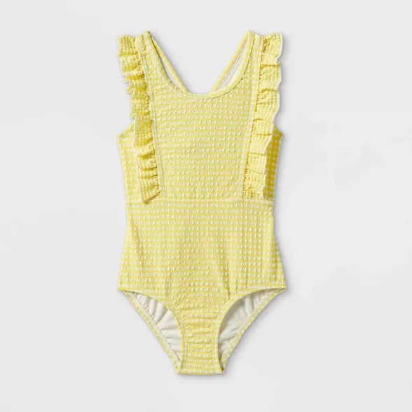 Toddler Girls' Seersucker One Piece Swimsuit - Cat & Jack™ Yellow | Target