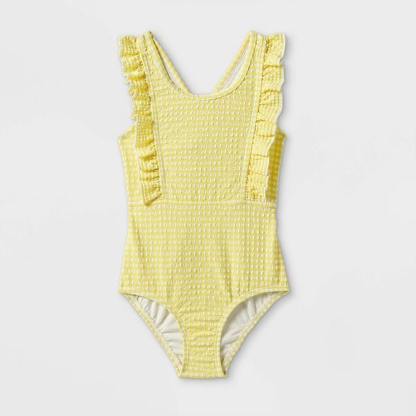 Toddler Girls' Seersucker One Piece Swimsuit - Cat & Jack™ Yellow | Target