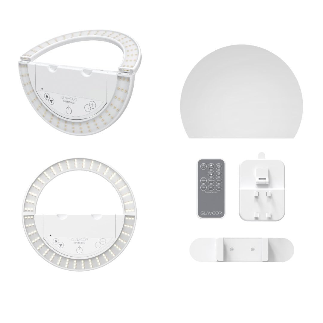 GLAMCOR Sunrise ECO Plus Pro Kit | Professional Portable and Foldable LED Ring Light (White) | Amazon (US)
