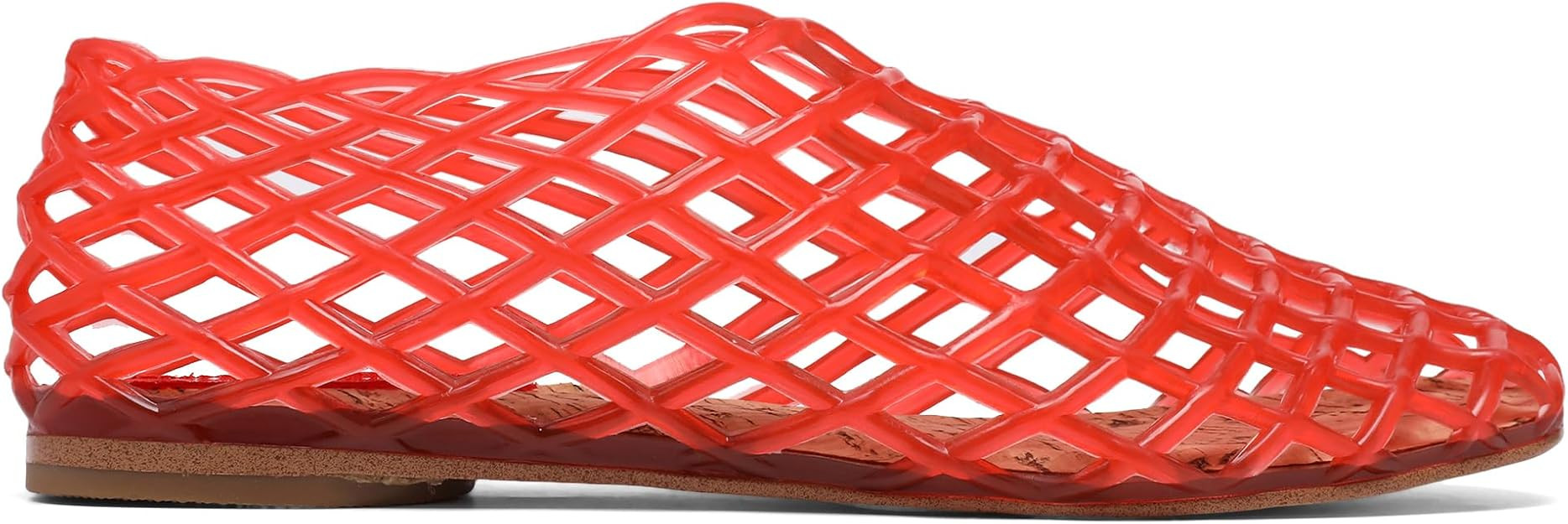 Red Jelly Mesh Ballet Flats for Women Adult Clear Hollow Jelly Sandals Beach Ballerina Jellies Sh... | Amazon (US)