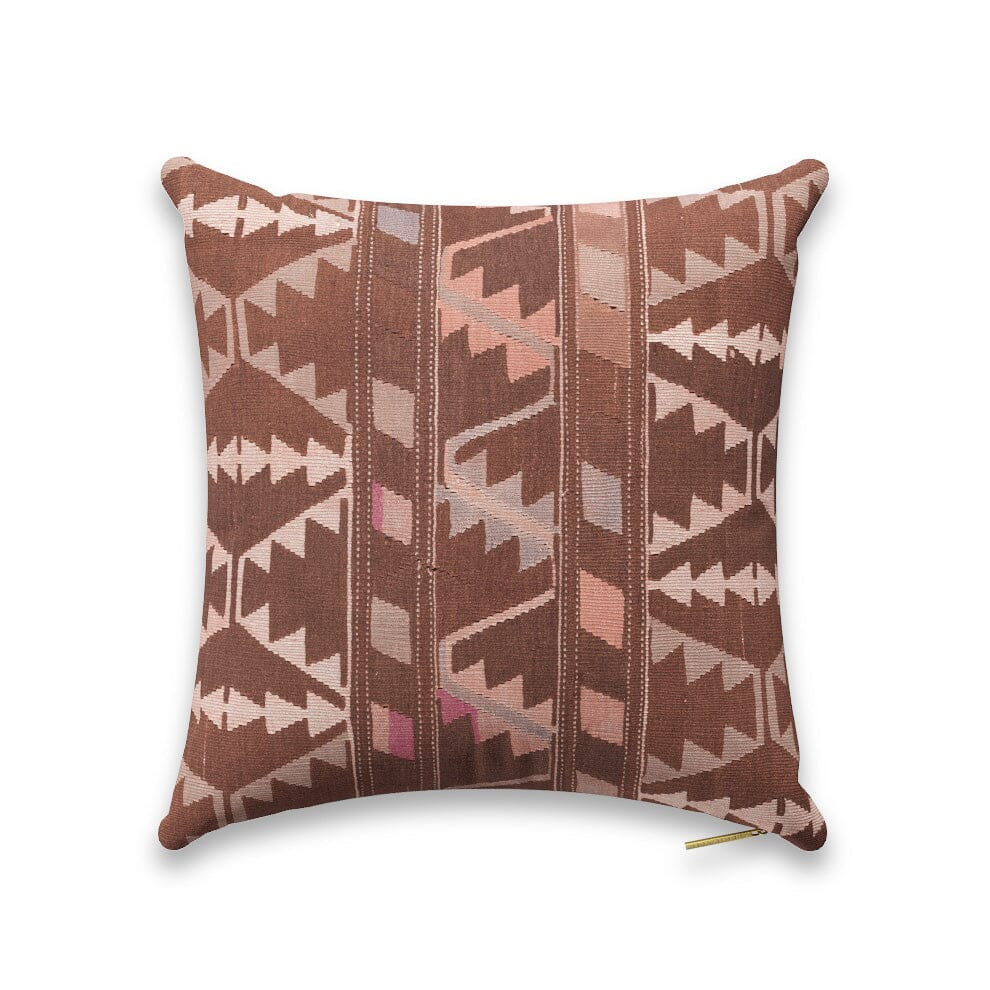 Toffee Cross Kilim Pillow by St. Frank | Brown | 18" W x 18" H | Cotton/Linen - St. Frank | Haven... | Havenly