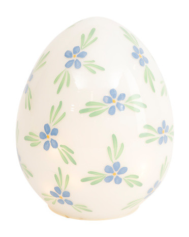 3.5x9.5 Floral Hand Painted Led Glass Egg | TJ Maxx