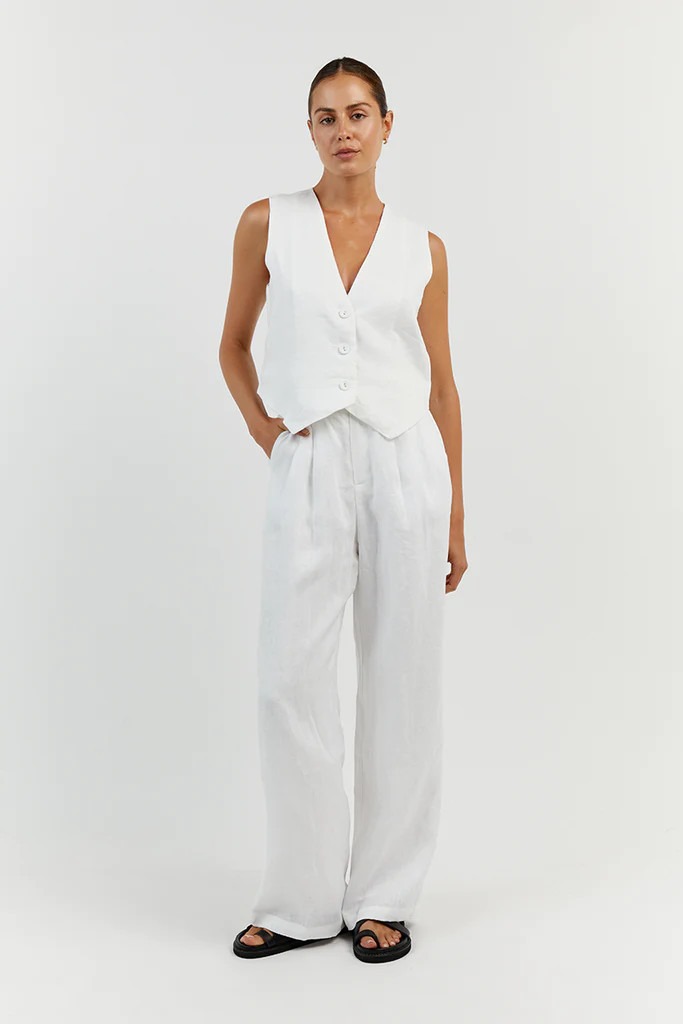 BANKS WHITE LINEN VEST | DISSH