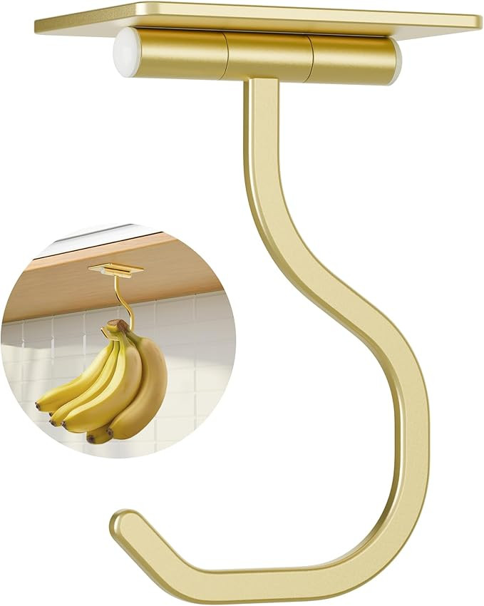 bussdis Banana Hook Under Cabinet - Adhesive Banana Hanger Under Counter, Metal Banana Holder Sta... | Amazon (US)