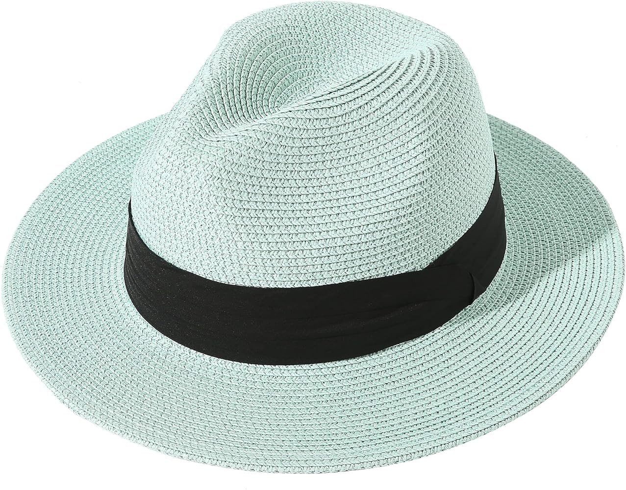 Lanzom Women Wide Brim Straw Panama Roll up Hat Fedora Beach Sun Hat UPF50+ | Amazon (US)