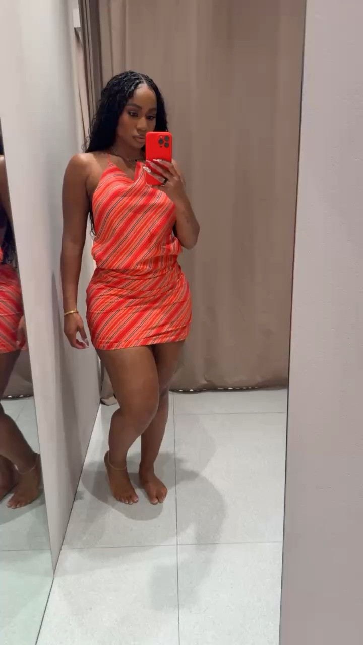 colorful striped halter dress with draping is staple summer dresses. Casual outing outfit inspo!

#LTKootd #LTKMidsize