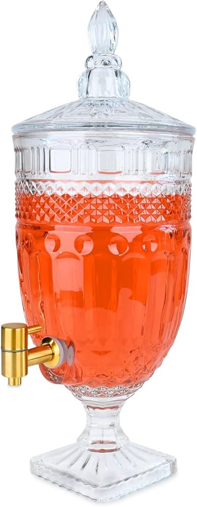 1.3 Gallon Glass Drink Dispenser, Glass Beverage Dispenser with Spigot for Party Bar Wedding, Cry... | Amazon (US)