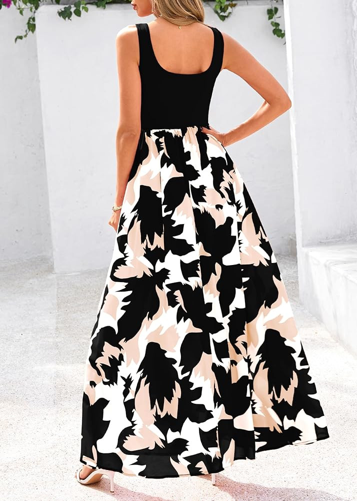 KIRUNDO Women Summer Sleeveless Boho Floral Maxi Dress 2025 Scoop Neck Tank A Line Flowy Beach We... | Amazon (US)