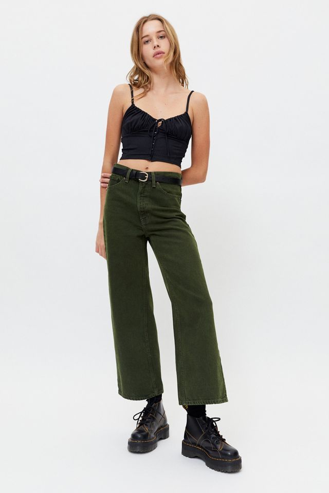 BDG High & Wide Jean - Dark Green | Urban Outfitters (US and RoW)