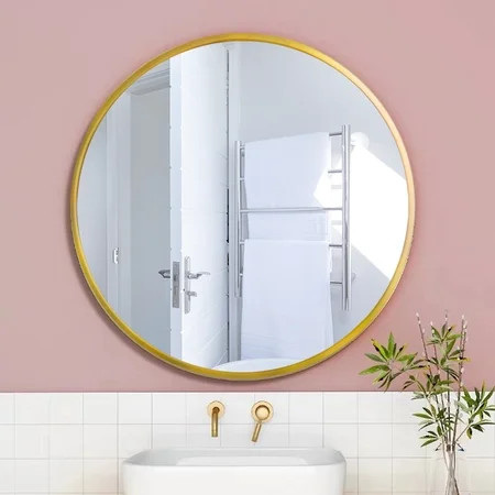 24 Wall Circle Mirror Large Round Gold Farmhouse Circular Mirror for Wall Decor Big Bathroom Make Up | Walmart (US)