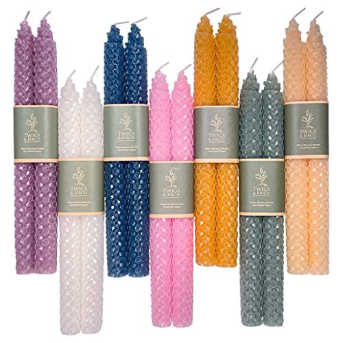 DEYBBY Honeycomb Beeswax Taper Candles,6 Smokeless Non-Toxic Hand-Rolled Bee Wax Candles for Home, E | Amazon (US)