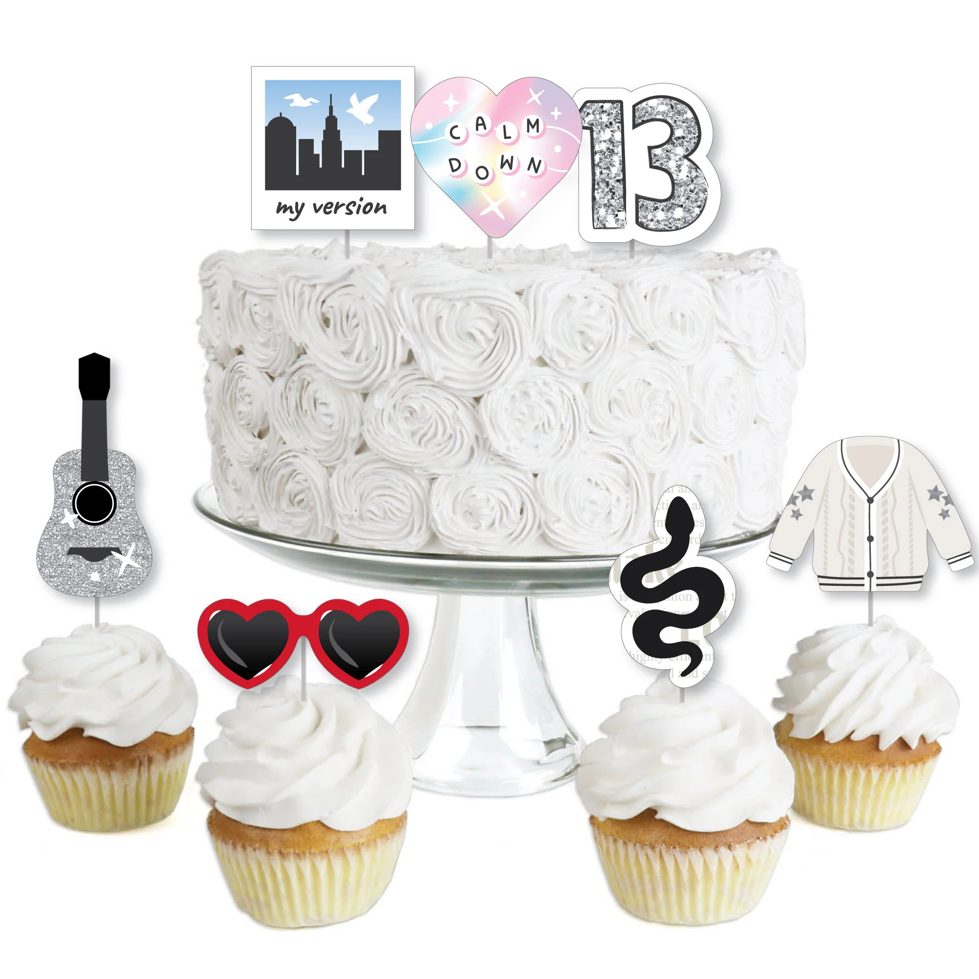 In My Party Era - Dessert Cupcake Toppers - Celebrity Concert Party Clear Treat Picks - Set of 24 | Big Dot of Happiness