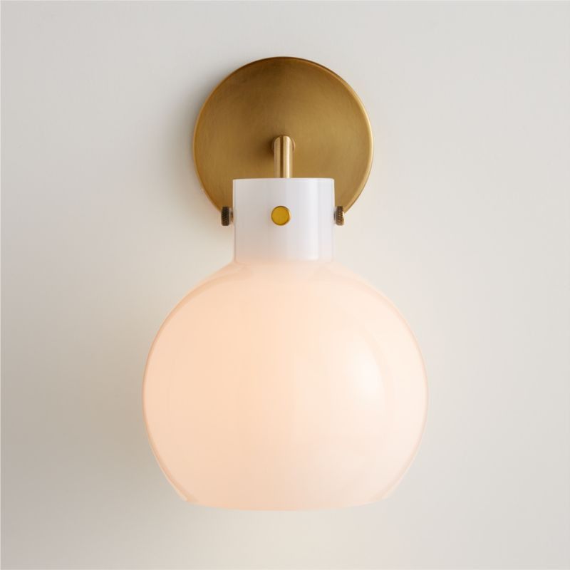 Dakota Brass Sconce Light with Small Milk Glass Globe | Crate & Barrel | Crate & Barrel