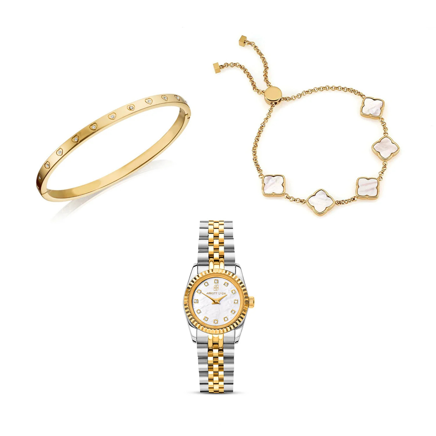 Pearl Belgravia & Bracelet Set (Gold) | Abbott Lyon