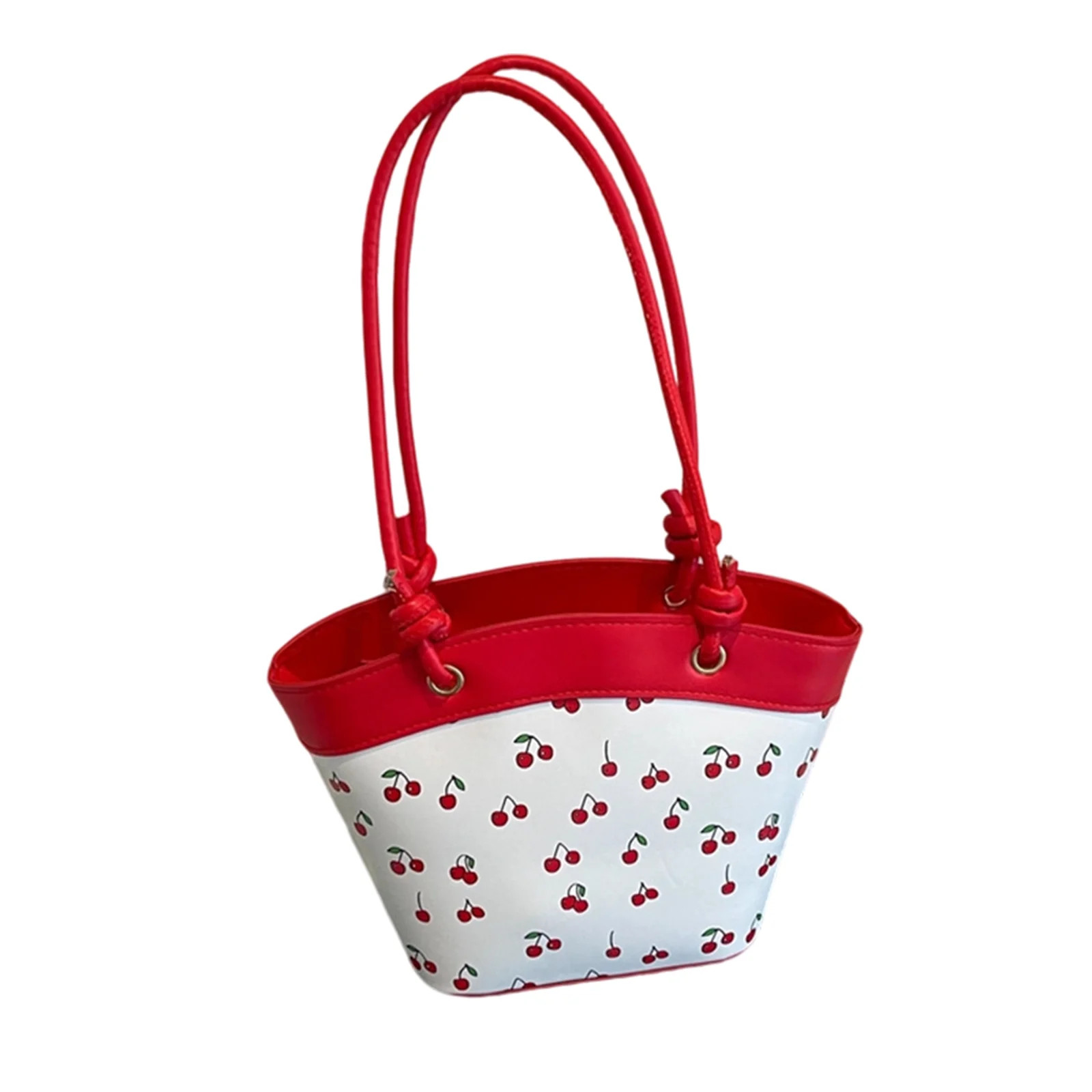 Willtoo Cherry Purse Fruit Printed Bucket Tote Shoulder Bag Zipper Cute Sweet Vegan Leather Large... | Walmart (US)
