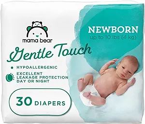 Amazon Brand - Mama Bear Gentle Touch Diapers, Hypoallergenic, Newborn, White, 30 Count | Amazon (US)