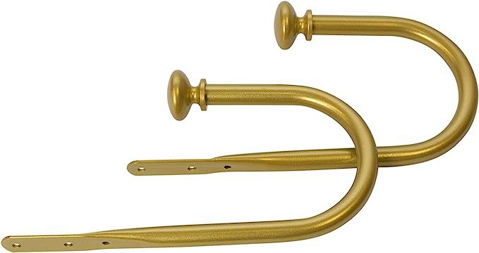 Amazon.com: Meriville Set of 2 Decorative Gold Prima Window Curtain Holdbacks for Draperies, 9" W... | Amazon (US)