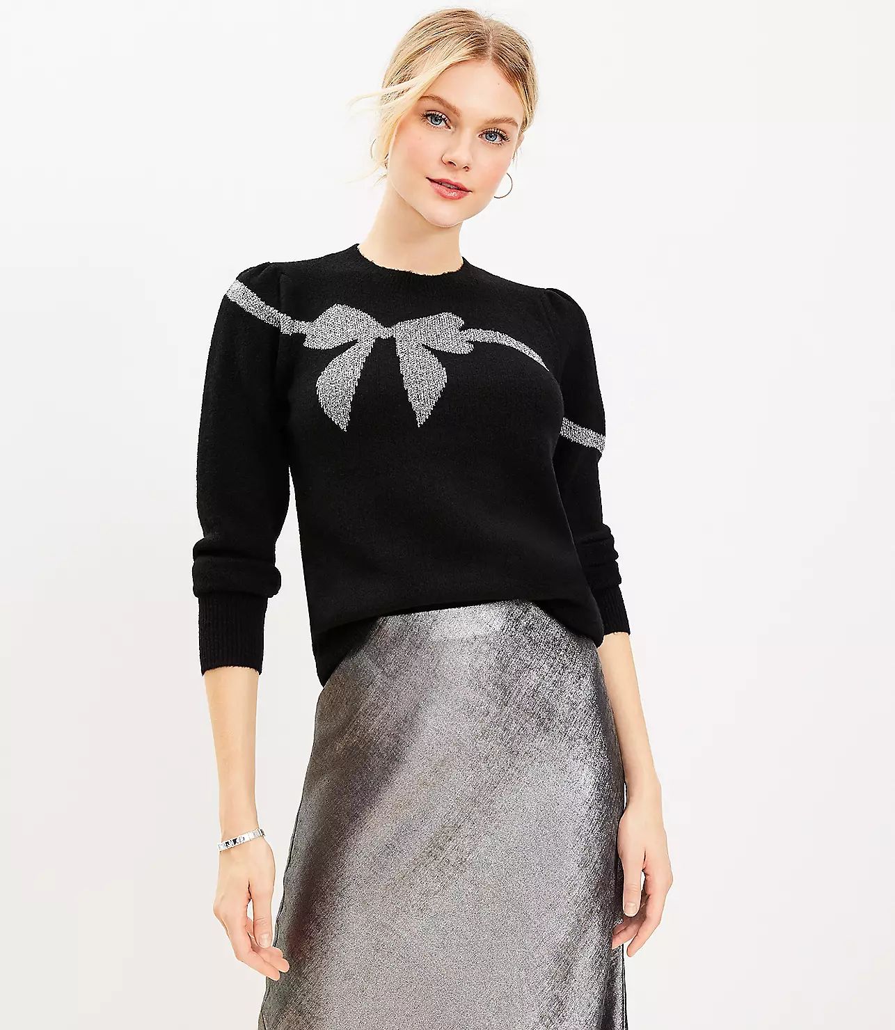 Shimmer Bow Sweater | LOFT