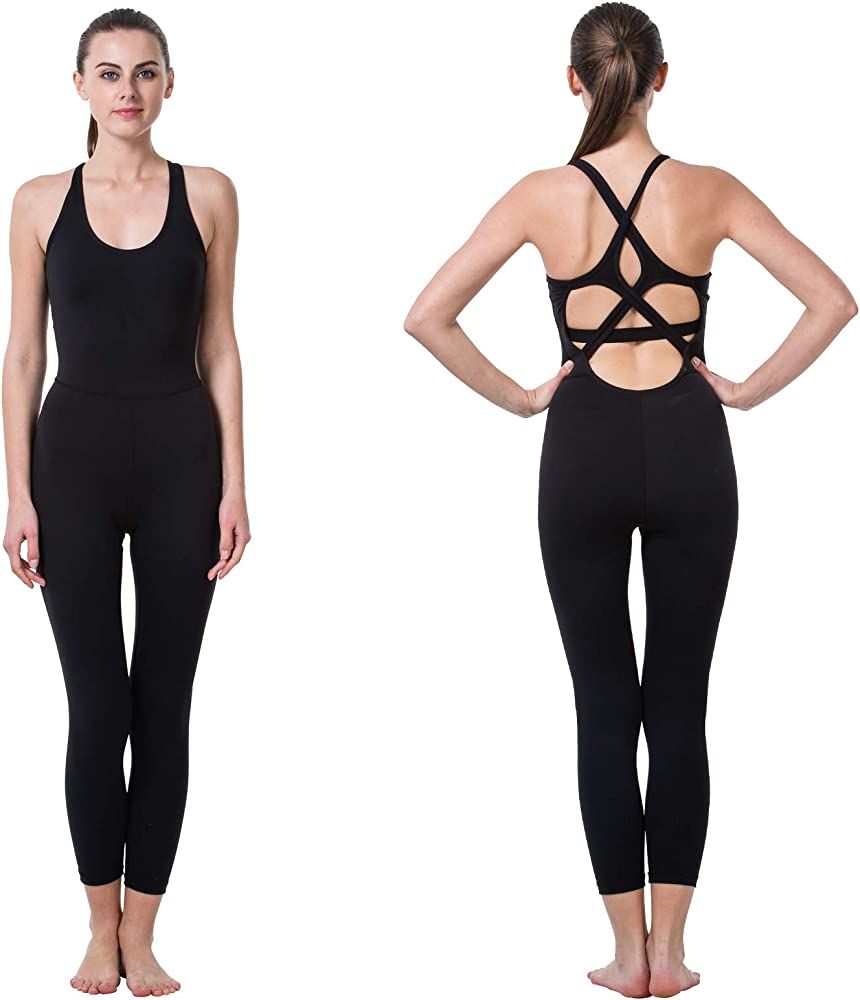 Women's Sleevesless Bodysuit Dance Unitard, Backless Bodycon Rompers Jumpsuits for Workout Yoga | Amazon (US)