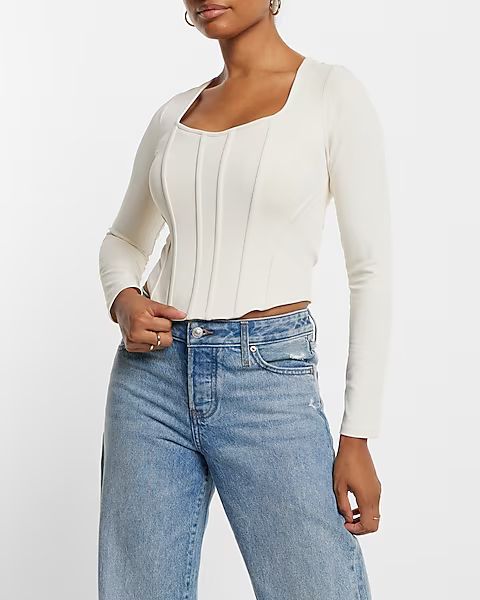 Body Contour Matte Long Sleeve Corset Top | Express