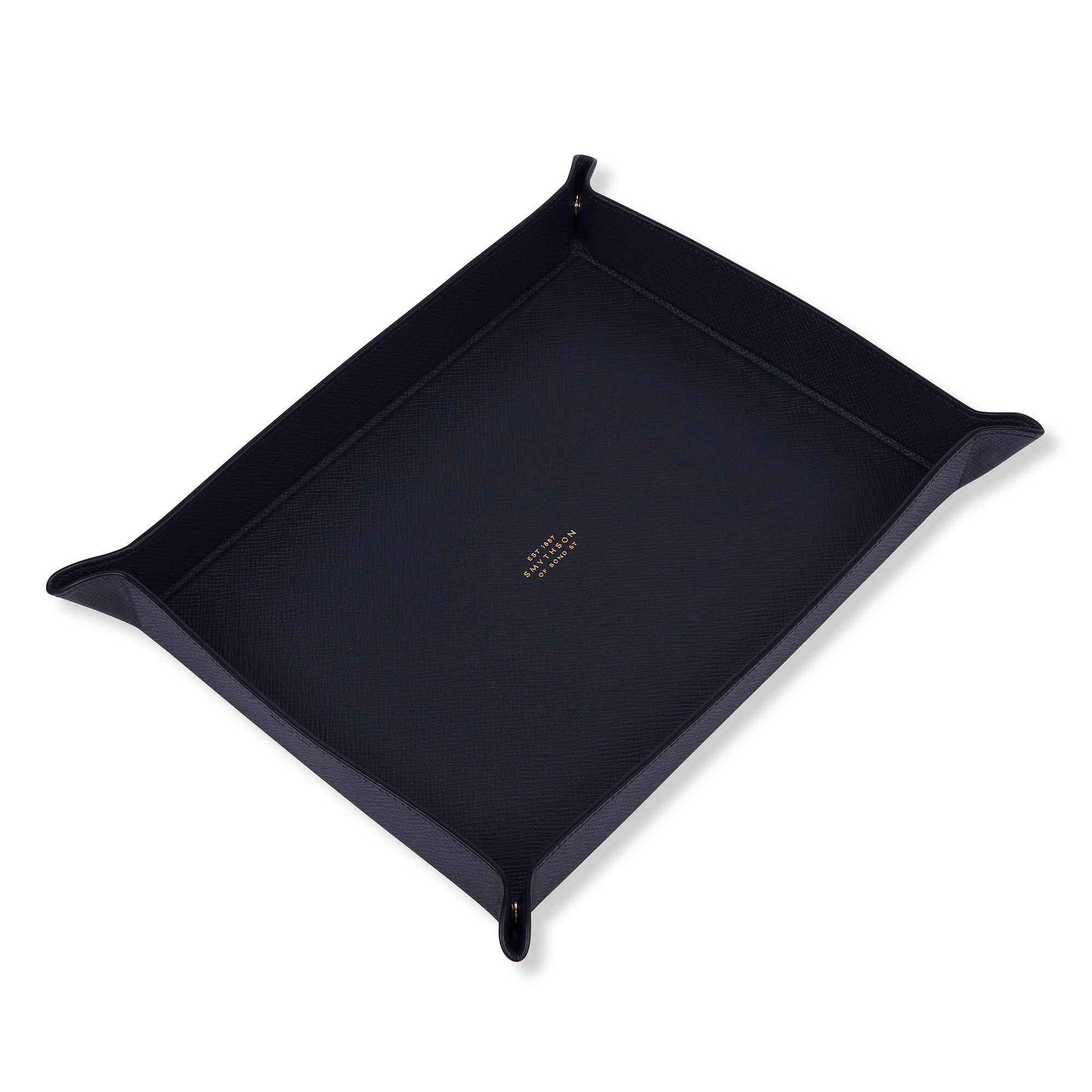 Large Rectangular Trinket Tray in Panama in navy | Smythson | Smythson