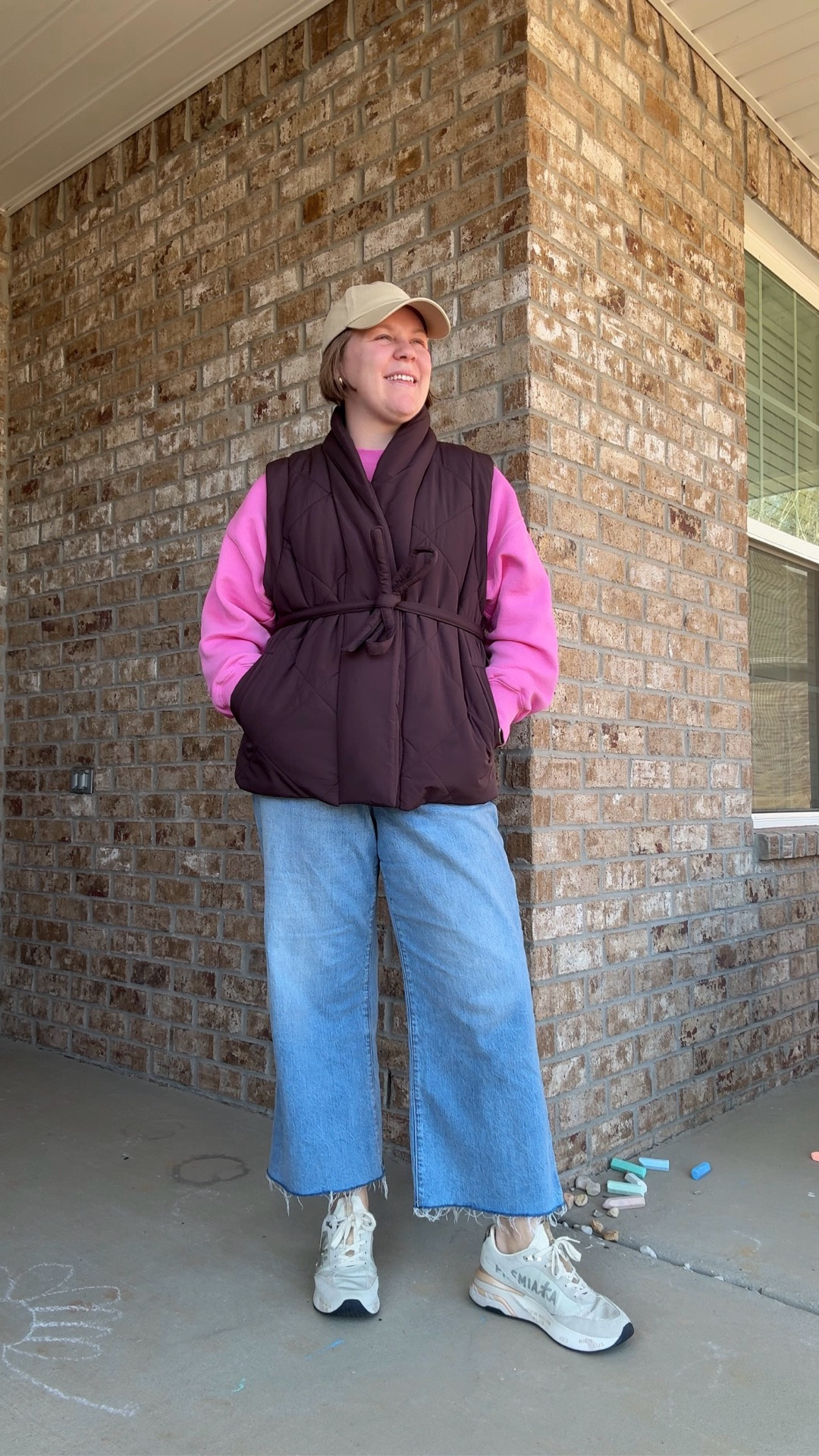 I love this sweatshirt and vest so much! They layer so well! TTS in both! These jeans are also a staple in my wardrobe! I wear a 32! 

#LTKmomlife #LTKootd #LTKSaleAlert