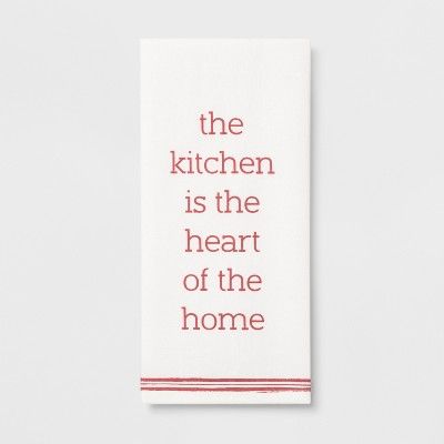 28"x18" The Kitchen Is The Heart Of The Home Flat Weave Kitchen Towel White/Pink - Threshold™ | Target