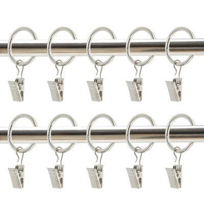 Unique Bargains Curtain Rings with Clips Iron for Hanging Curtains and Shower Curtain 10 Pcs Grey Thick 0.14" Inner Diameter 1" | Target