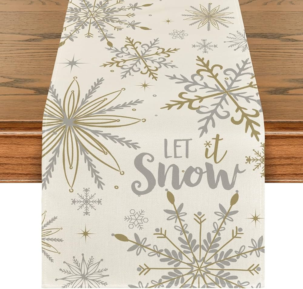 Artoid Mode Beige Snowflake Let It Snow Winter Table Runner, Seasonal Christmas Kitchen Dining Ta... | Amazon (US)