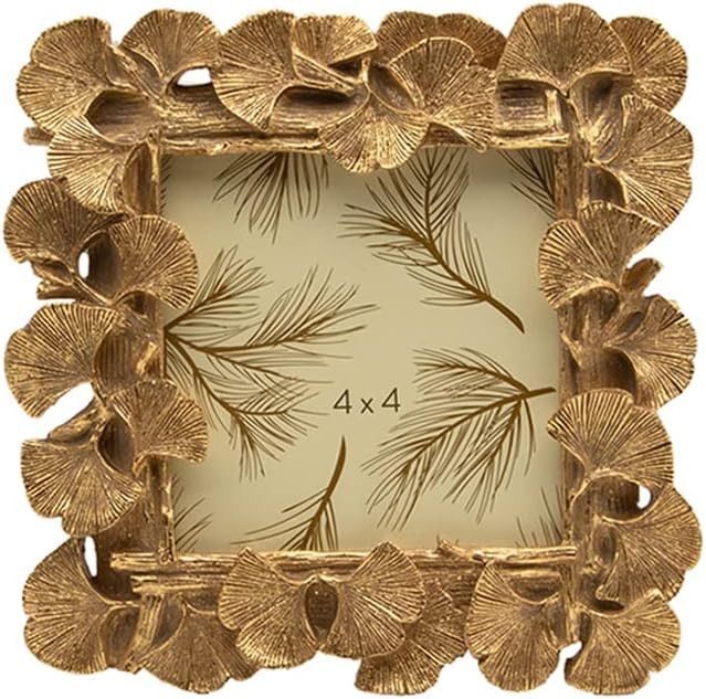 SYLVIA'S SHOP Vintage 4x4 Square Picture Frame, Small Antique Ornate Gold Ginkgo Leaf Photo Frame... | Amazon (US)
