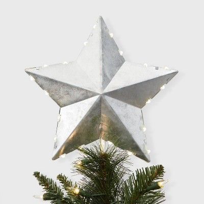 11.5" x 9.7" Dewdrop Lighted Galvanized Metal Star Christmas Tree Topper with Clip Silver - Wonde... | Target
