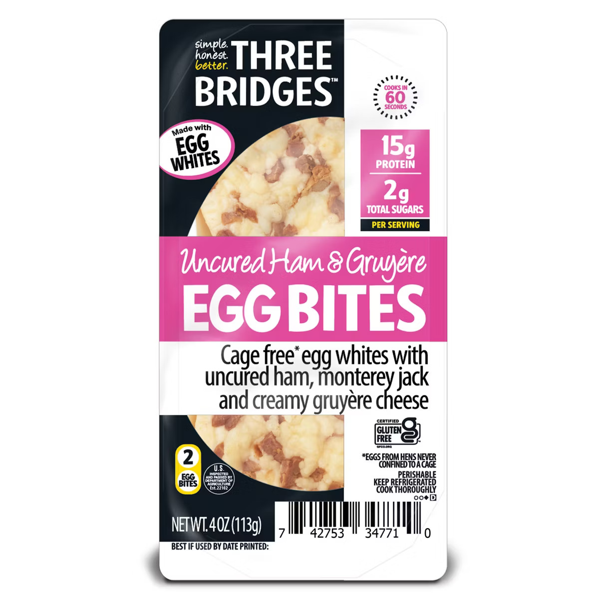 Three Bridges Ham and Gruyere Egg Bites - 2pk/4oz | Target