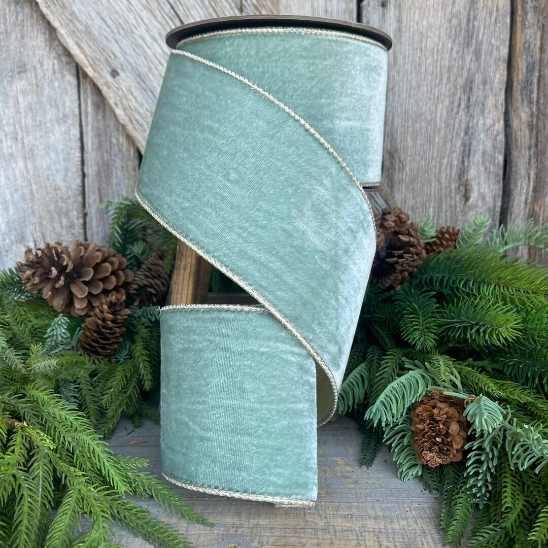 4 Moody Blue Ribbon, Aqua Celadon Velvet, Christmas Velvet, Blue Green Velvet, D Stevens Ribbon, ... | Etsy (US)