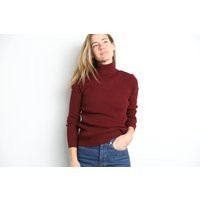 Vintage Turtleneck Mid-Century 1960S Ribbed Red Grunge Fitted Long Sleeve Shirt Top Size Small | Etsy (US)