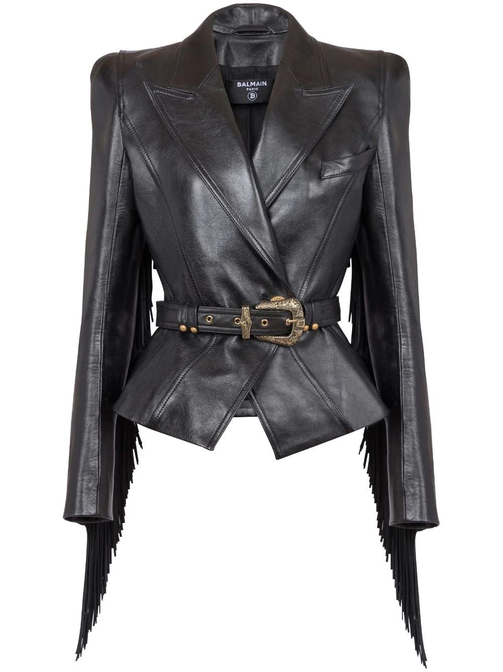Balmain Jolie Madame Fringed Leather Jacket - Farfetch | Farfetch Global