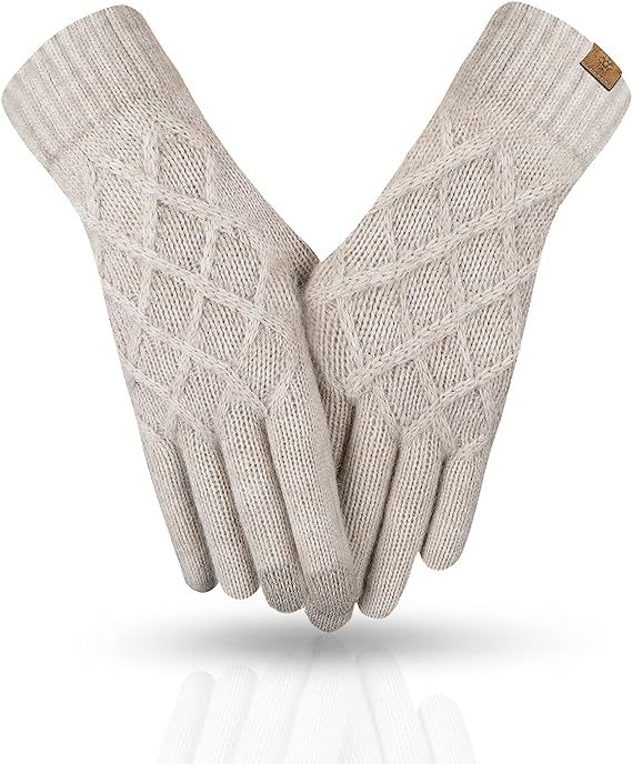 Reach Star Winter Gloves for Women Warm Knit Super Thick Gloves Touchscreen Girls Gloves Outdoor ... | Amazon (US)