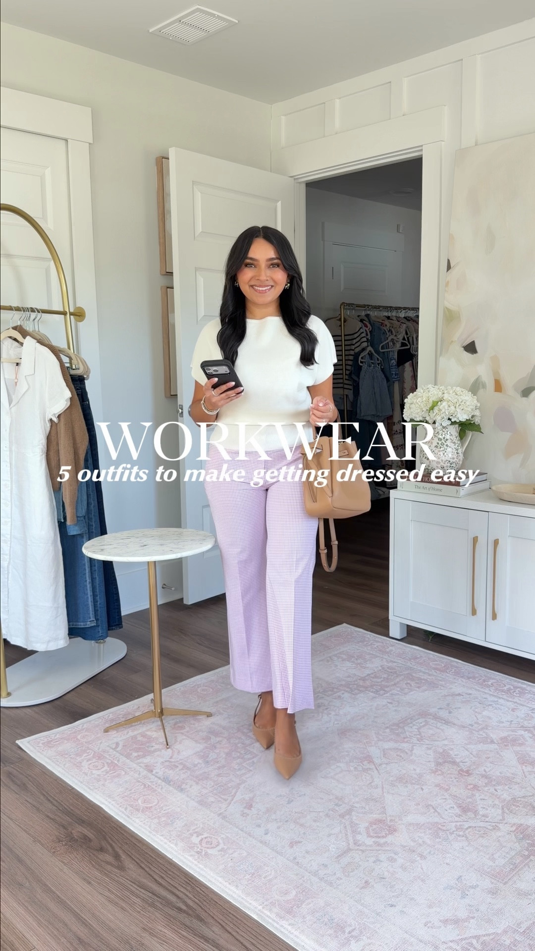 Workwear Spring Petite Outfits!
For reference: I’m 5’0, petite, 32b bra size, and 2/26 in bottoms, pear shaped. 
*Everything I share is unaltered! TTS means true to size. Between size 5-6.5 in shoes

Black gingham blazer size 0 petite TTS
Black pants size 2 petite TTS
Tan heels - old, similar linked

Navy tweed jacket size 0 petite TTS
Winter white sweater size xs petite TTS
Navy night sky pants size 2 petite TTS
Tan heels - old, similar linked

Winter white sweater size xs petite TTS
Pink gingham pants size 2 petite TTS
Tan heels - old, similar linked

White long sleeve top size xs petite TTS
Brown Chocolate bark pants size 2 petite TTS
Tan heels - old, similar linked

Blue stripe button down size xs TTS
White pants size 2 petite TTS
Tan heels - old, similar linked

#LTKPetite #LTKWorkwear #LTKootd