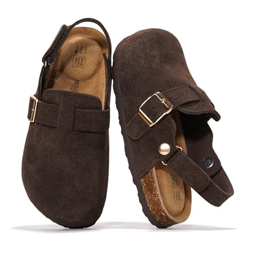 Project Cloud Clogs for Kids - Genuine Leather Kids Clogs with Cork Footbed Arch Support - Non-Slip Slippers & Sandals for Boys & Girls (BentonKids, DKCHOBRNSU, 3) | Amazon (US)