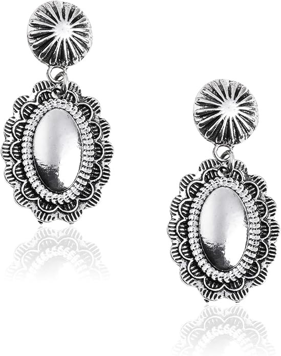 Rustic Couture's Western Earrings for Women Cowgirl Dangling Turquiose Concho Western Jewelry | Amazon (US)