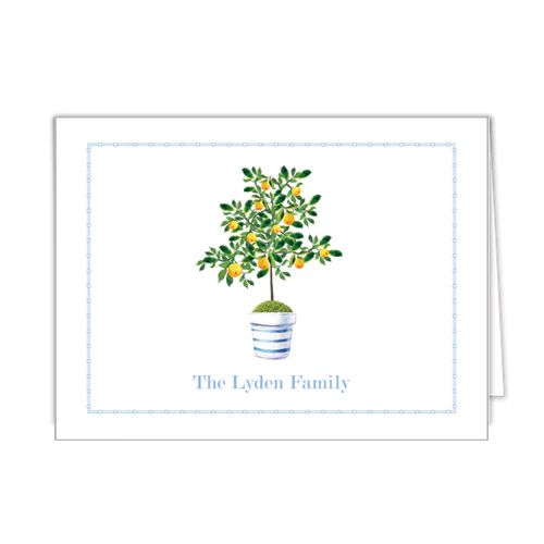 Lemon Tree Personalized Folded Notecards | WH Hostess Social Stationery