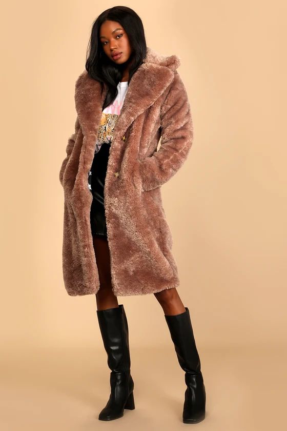 Stepping Out in Style Taupe Faux Fur Long Coat | Lulus (US)