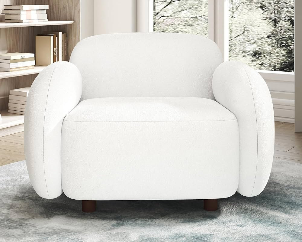 PaPaJet Sofa, Modern Cloud Couch with Soft Boucle Upholstered, Accent Chair for Living Room, Whit... | Amazon (US)