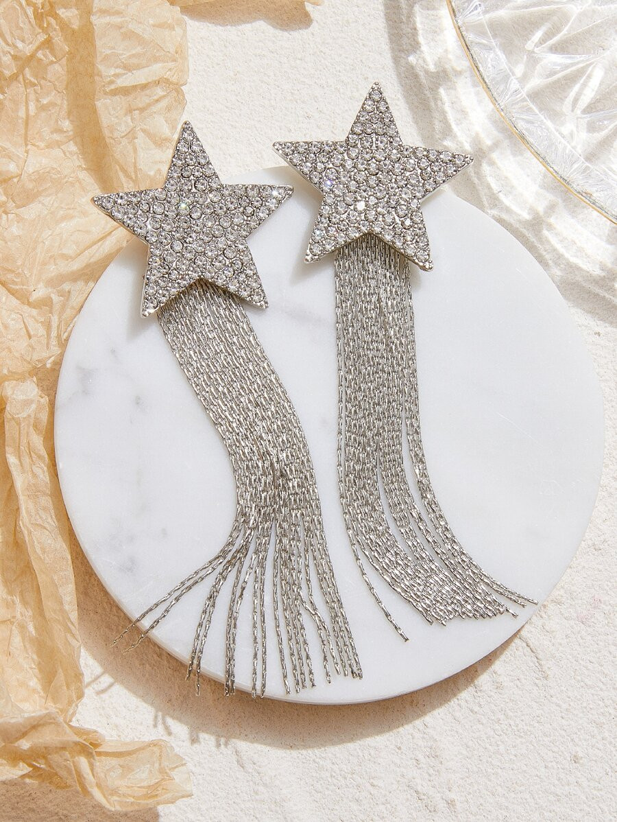 Rhinestone Star Decor Earrings SKU: sj2111064748734980(100+ Reviews)$4.00Make 4 payments of $1.00... | SHEIN
