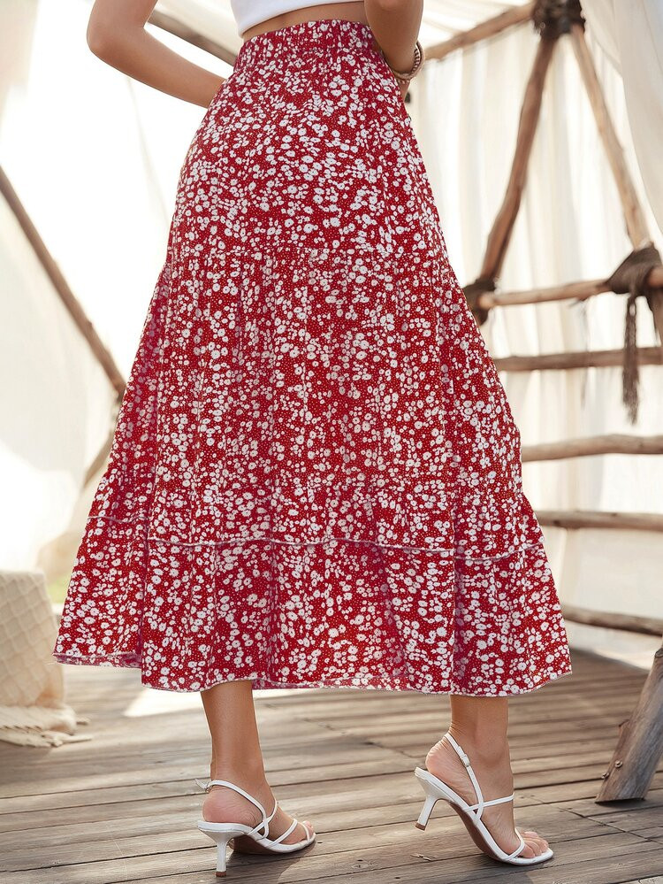 Ditsy Floral Ruffle Hem Skirt | SHEIN
