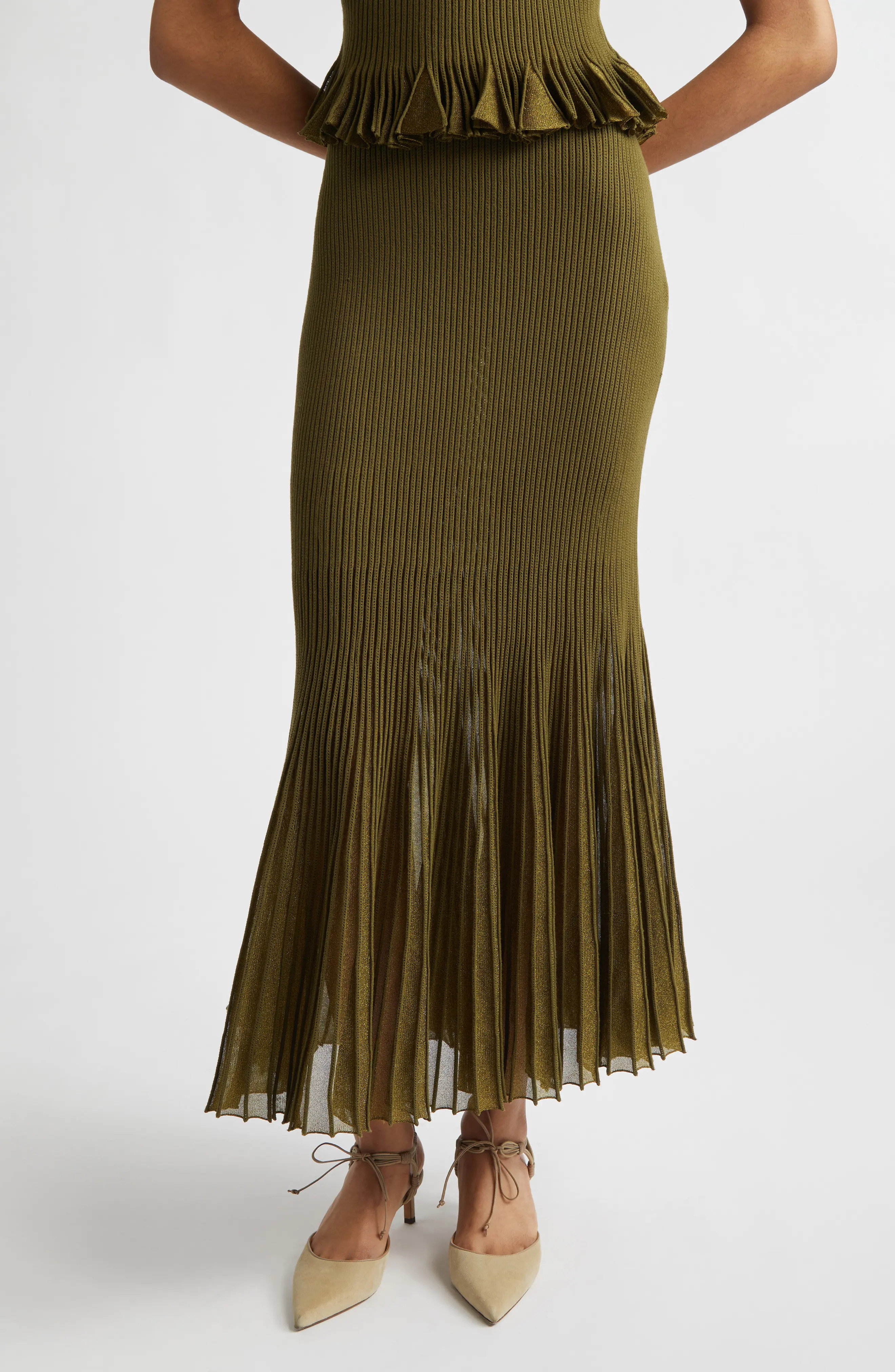 Ulla Johnson Vera Metallic Pleated Midi Skirt (Women) | Nordstromrack | Nordstrom Rack