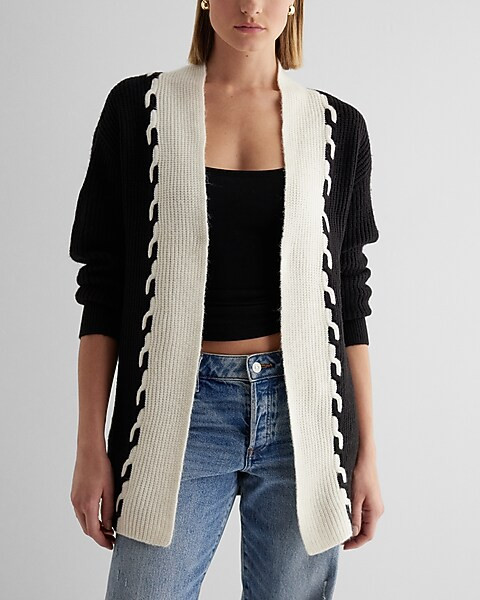 London Cable Knit Color Block Cardigan | Express