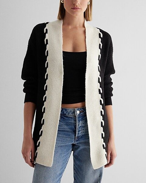 London Cable Knit Color Block Cardigan | Express